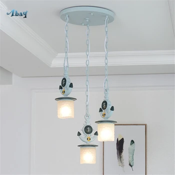 

Mediterranean Sea Iron Art Ship Anchor Glass Pendant Lights for Living Room Children Room Study Creative Hanging Lamp Home Decor