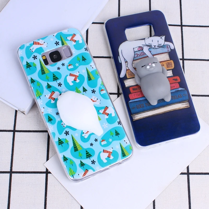 3D Squishy Toys For Samsung A5 2017 Cases A520F Soft Cute Cat Coque Squishies Cover Galaxy J5 Case J530 S8 |