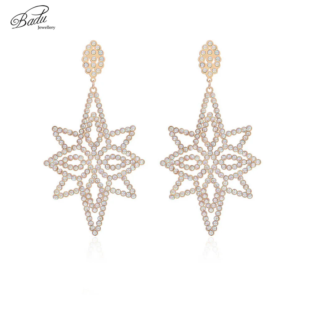 

Badu Big Luxury Earrings for Women Shiny Rhinestone Statement Dangle Drop Earrings Fashion Jewelry Wholesale