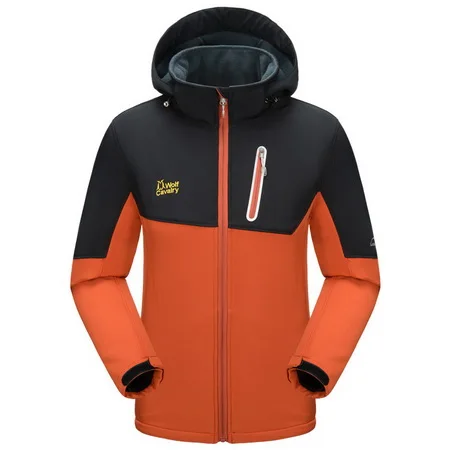 Бренд CavalryWalf, уличная флисовая походная куртка для мужчин и женщин, зимнее теплое водонепроницаемое пальто для кемпинга, походов, лыжного спорта, AM019 - Цвет: men black orange