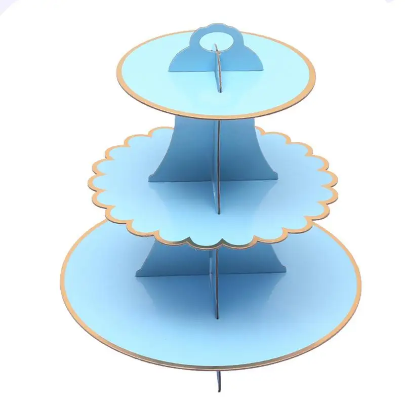 Высокая-Класс позолота Бумага три Слои торт стенд Одноразовые Десерт Таблица Multi-Слои Творческий закуски Дисплей стенд стол поднос - Цвет: C