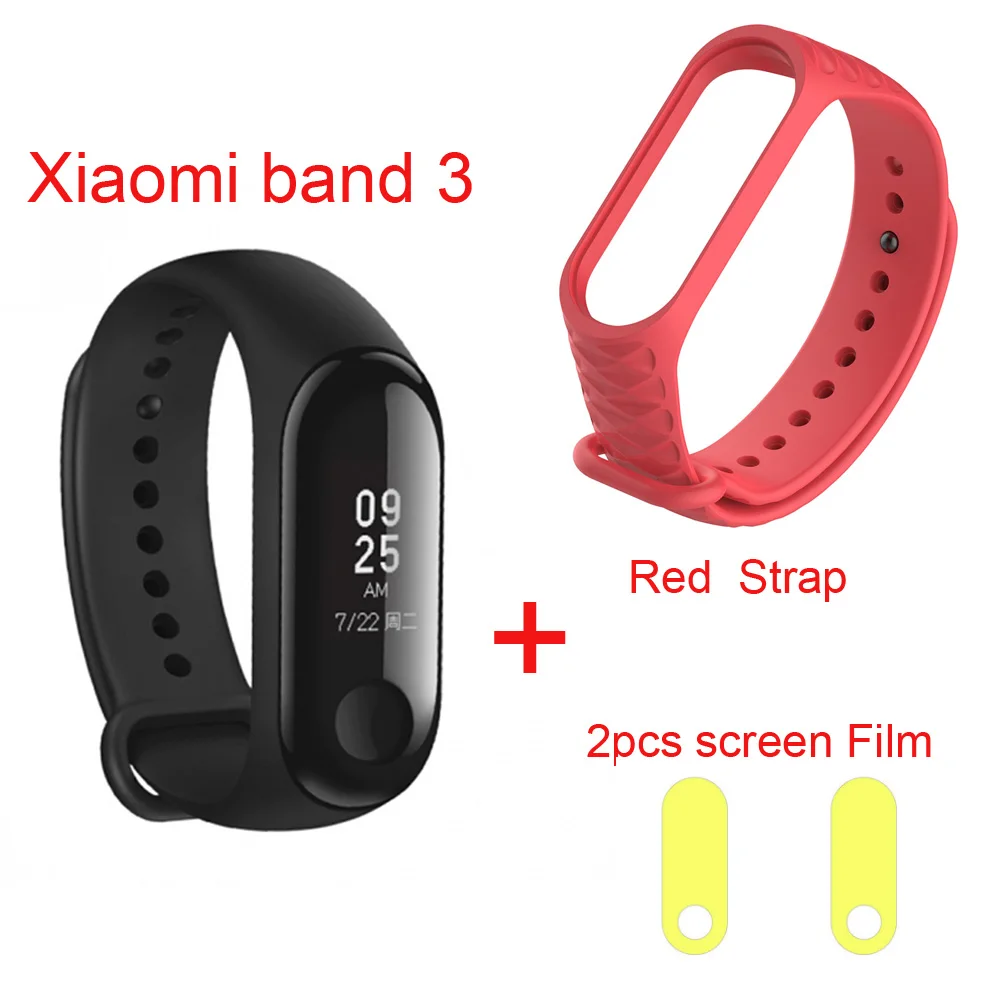 Новинка,, Xiaomi Mi Band 3, смарт-браслет Mi Band 3, Смарт-часы, OLED дисплей, Mi band 2, обновленная версия - Цвет: add red strap