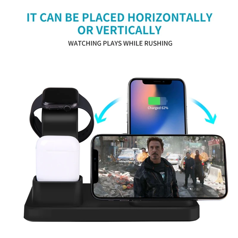 3 in 1 Mobile Phone Watch Headphone Chargers QI Wireless Quick Charging Adapter Pad For Wristwatch Earbuds iphone samsung