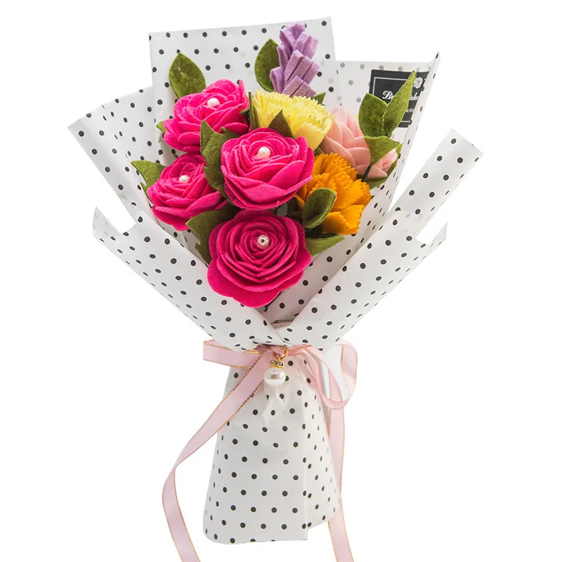 New Rose Bridal Bouquet Handmade Felt Cloth Flower for Wedding Home Decoration Special Gift DIY Package | Дом и сад
