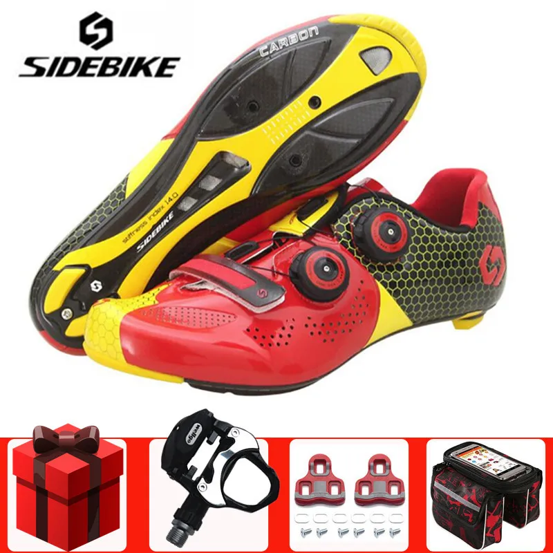 

Sidebike Cycling Shoes Road Carbon fiber men sneakers Sapatilha Ciclismo add pedal set Self-Locking Bicycle Bike Shoes Sneakers