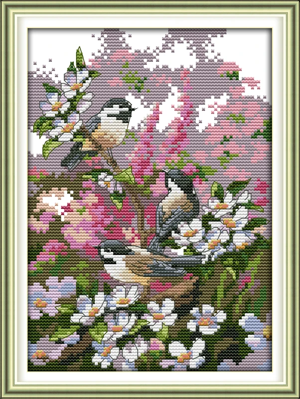 

Three birds , counted printed on fabric DMC 14CT 11CT Cross Stitch kits,embroidery needlework Sets, Home Decor