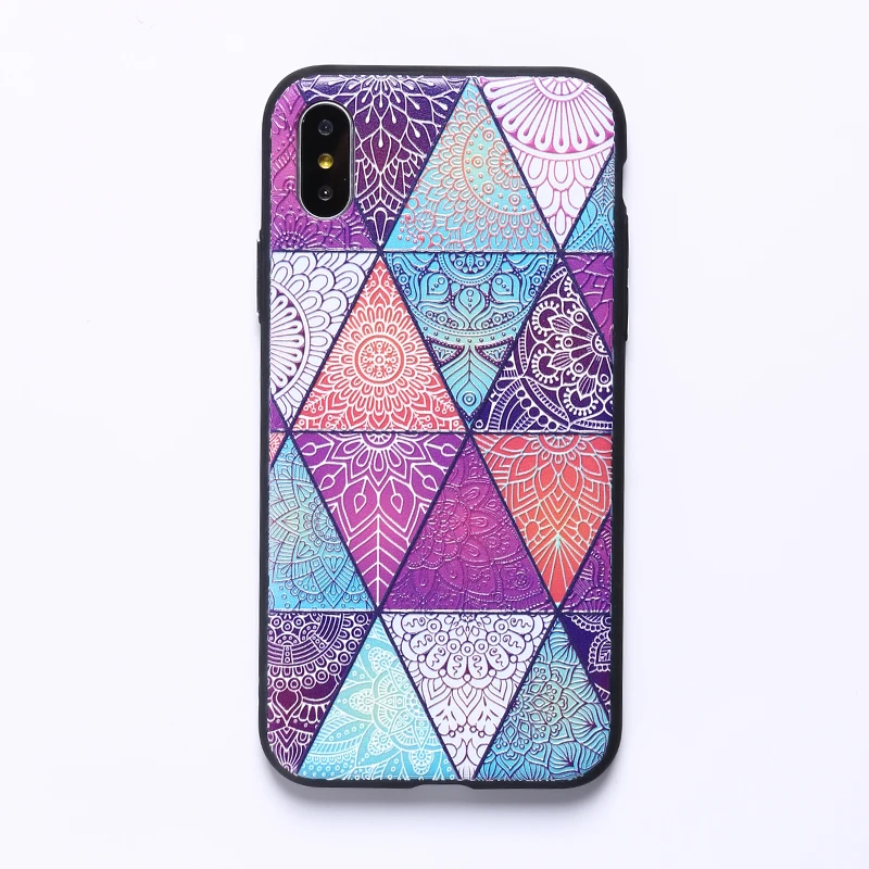 

Pattern Lovers Girl Flowers Design Triangle 3D Relief Phone Case Fundas Coque For iPhone 6 6 Plus 7 7 Plus 8 8 Plus X XR XS Max