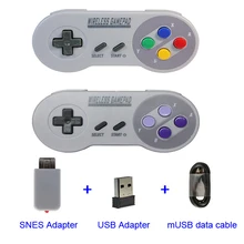 2 pcs Mini Clássico controlador de jogo sem fio e USB 2-em-um Gamepad Para Nintendo SNES