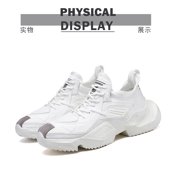 New Sneakers Men Shoes Casual mesh White Lace Up Comfortable Outdoor Breathable Fashion Heightening black Leather Shoes Male