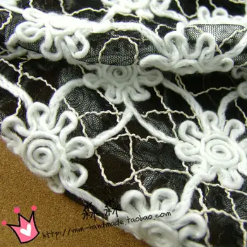 

cloth black cotton lace wedding gauze three-dimensional flower scarf fabrics Phnom Penh /100*122cm