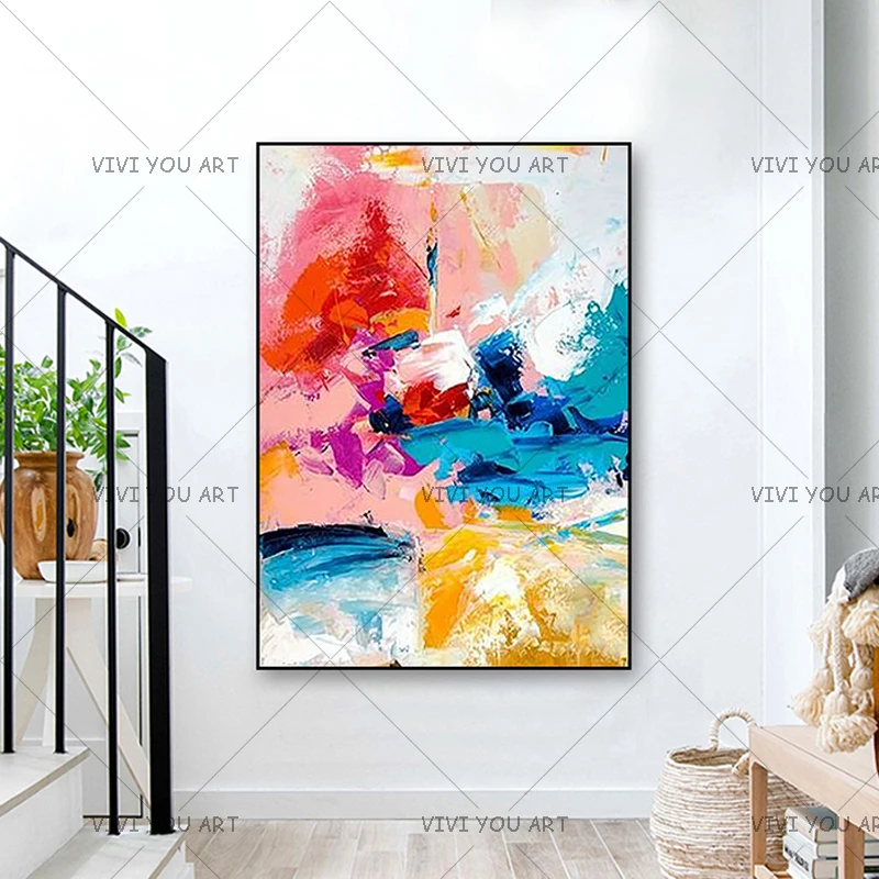 

100% Artist handmade Abstract Golden Abstract Oil Painting on Canvas Handmade wall art picture for living room Unique gift