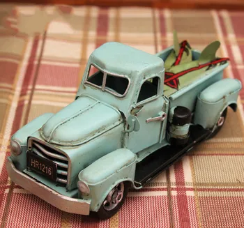 

Vintage decor Nostalgia Iron Car Craft Childhood Toy Gift Antique Pickup Truck Model Decoration Lover Boy Girl Birthday Gifts