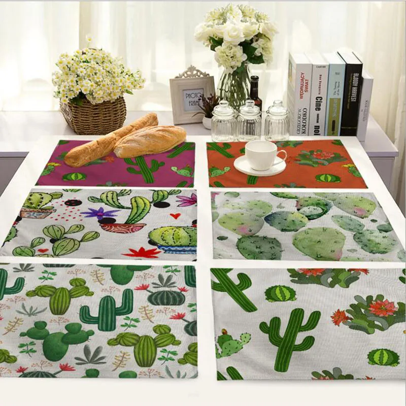 

Cactus plants placemat Fabric coaster Table decoration mat Kitchen Posavasos Manteles individuales Onderzetters H103