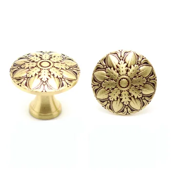 

2pcs Solid Copper Knobs European Classic Drawer Cabinet Cupboard Door Golden Rose Handle and Knob Furniture Handle Single Hole