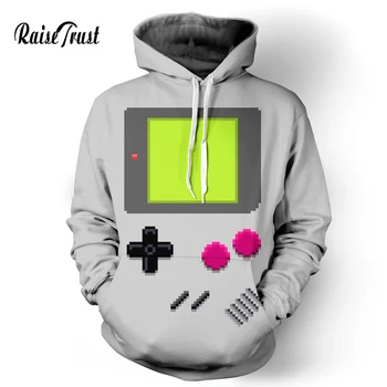 

Raise Trust Fashion Men/Women casual hoodies print video game console 3d grey Sweatshirts Street wear sportswear hip hop