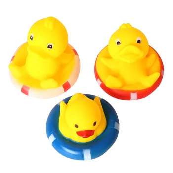 

Set of 3 2.6" Yellow Ducks Toys Rubber Bath Toys Pure Natural Cute Rubber Ducky with Swim Rings for Baby (A3819)