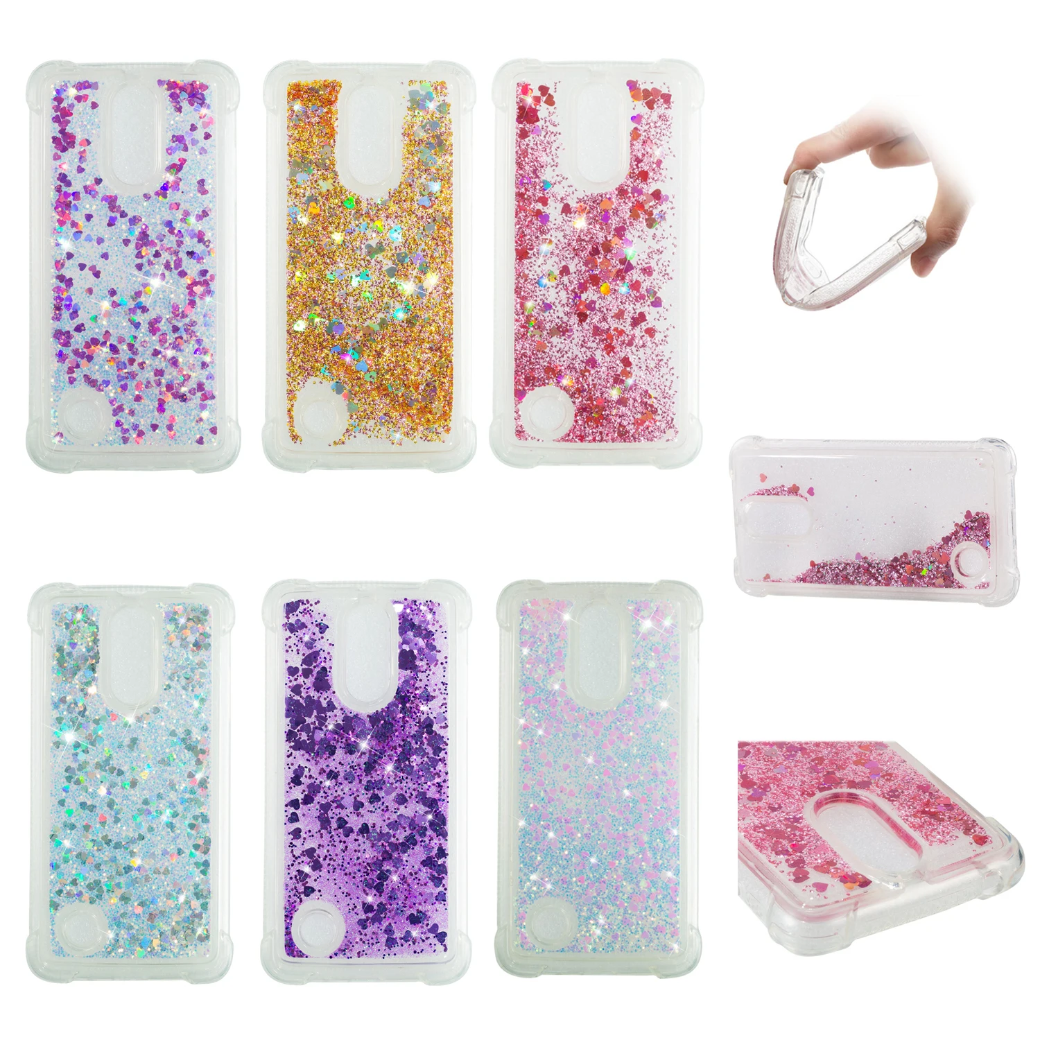 HAIANGUO For Fundas LG K10 2017 Case Love Quicksand Glitter Liquid Soft Silicon Pink Capa TPU Cover Coque K8 K4 |