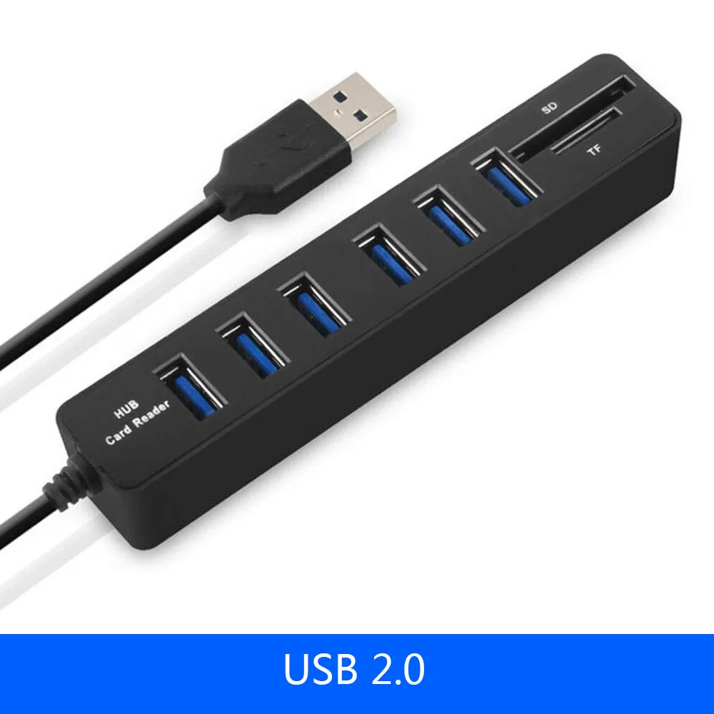 Мульти USB 3,0 2,0 концентратор USB разветвитель Высокоскоростной 5 8 портов Hab TF SD кард-ридер все в одном для ПК Компьютерные аксессуары - Цвет: 8 ports USB 2.0