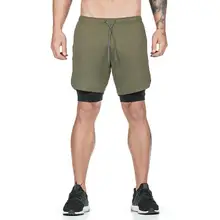 Для мужчин 2 в 1 шорты для бега пробежки тренажерный зал для обучения фитнесу быстросохнущая пляжные короткие мужские брюки летние спортивные легинсы для тренировок Костюмы