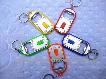 

Fast DHL Free shipping 200pcs 2 in 1 Beer Bottle Opener LED Light Lamp Key Chain Ring Keychain With Packing