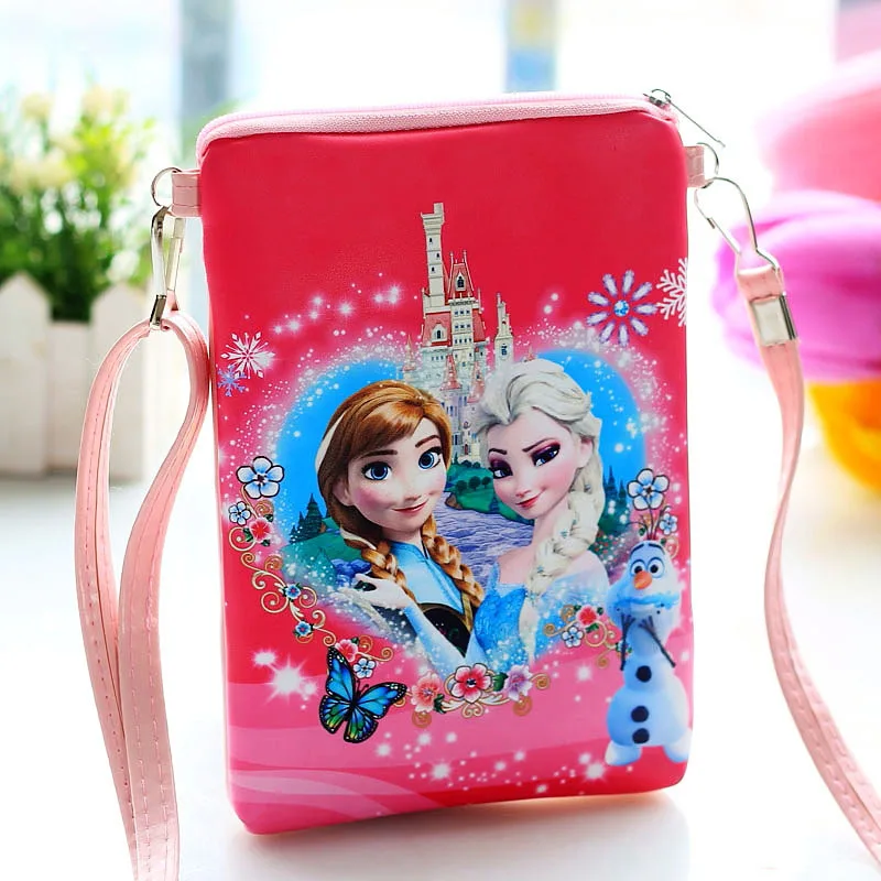 Disney Pu мультфильм рюкзак милый Эльза Анна девочка сумка для еды двойная сумка через плечо на молнии мобильный телефон сумка замороженная - Цвет: 1