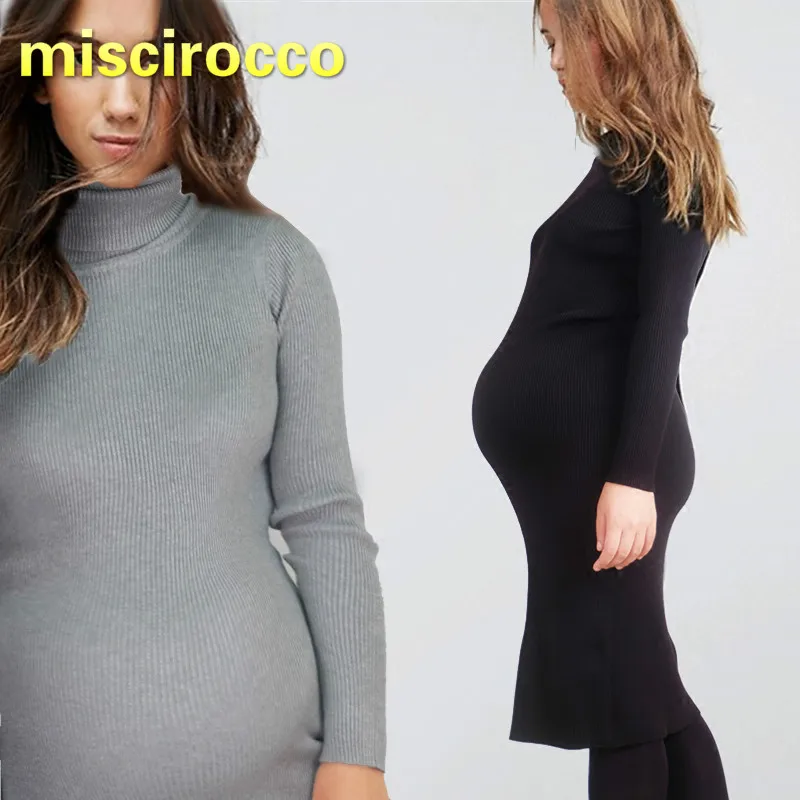 Pregnant Woman Sweater Maternity Dress Autumn Winter Base Skirt