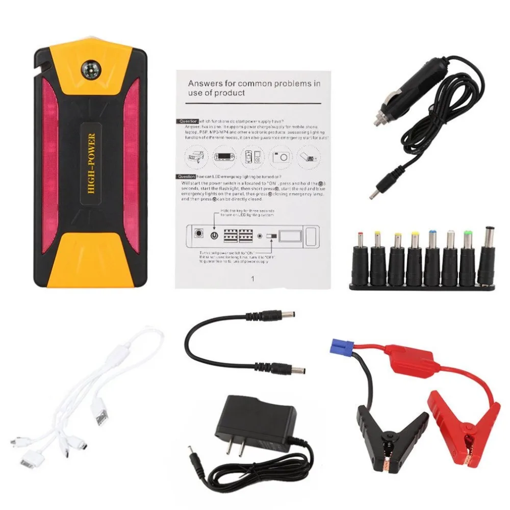 

Portable 82500mAh Large Capacity Auto Engine Car Jump Starter Emergency Charger Booster Power Bank Battery Set