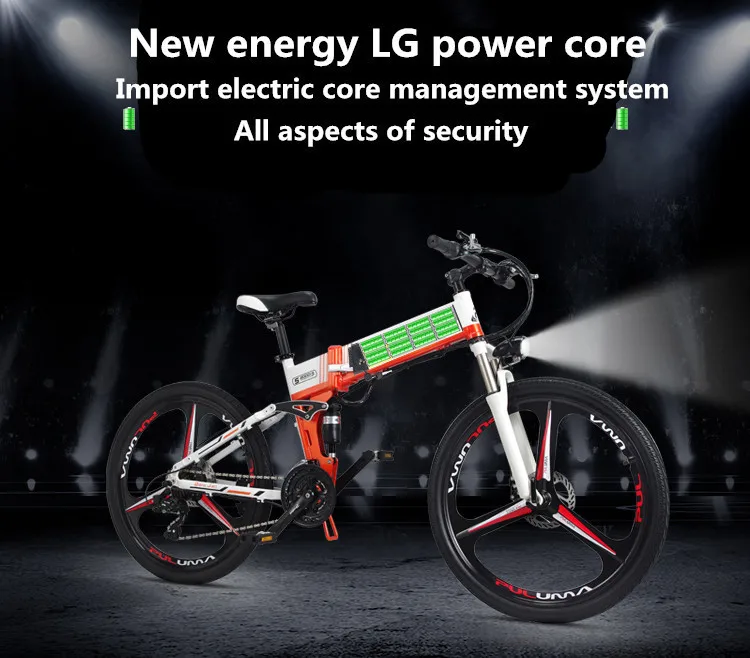 Flash Deal 26 Inch Folding Mountain Bike Electric Bicycle Lithium Battery 48v Off-road 5