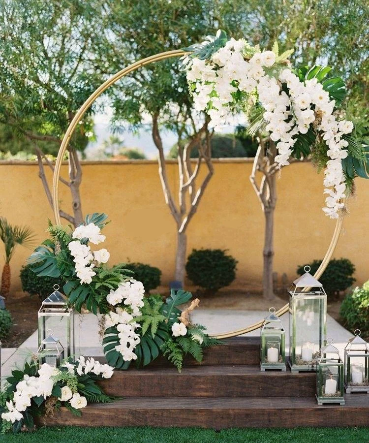 JAROWN Round Ring Arches Iron Shelf Artificial Flower Door Wedding DIY Background Decoration Home Party Flower Row Stand Decor (53)