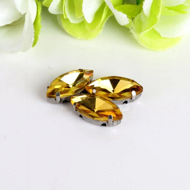300 шт./упак. 7x15 мм Navette Sew On Stone with Claw Horse Eye Стразы для шитья|Бусины| |