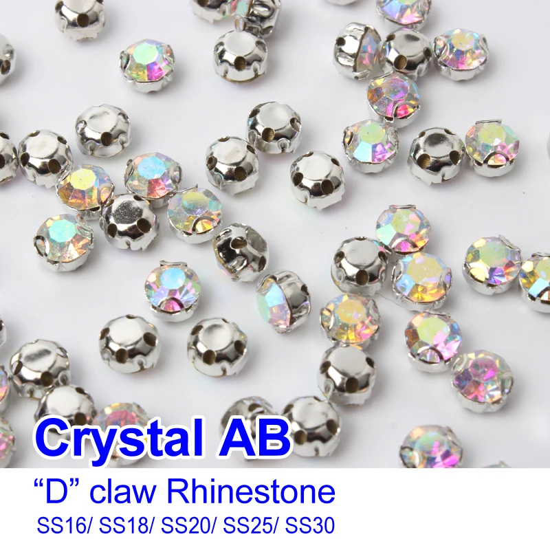 &quotD&quot Claw Rhinestones Crystal AB SS16 SS18 SS20 SS25 SS30 Sew on Silver claw use for DIY accessories free shipping | Дом и сад