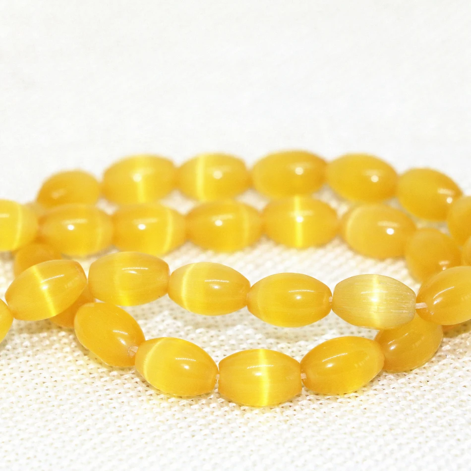 8x12mm Yellow Mexican Opal Gemstone Rice Loose Beads 13/"