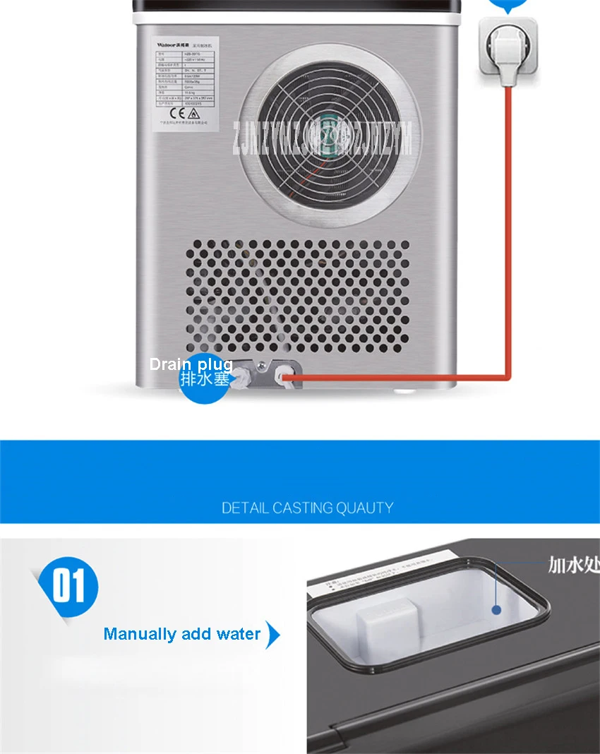25 кг/24 h льда льдогенератор для торговых предприятий чай с молоком магазин дома Малый автомат для льда большая емкость HZB-20F/S 220 V/50 Гц