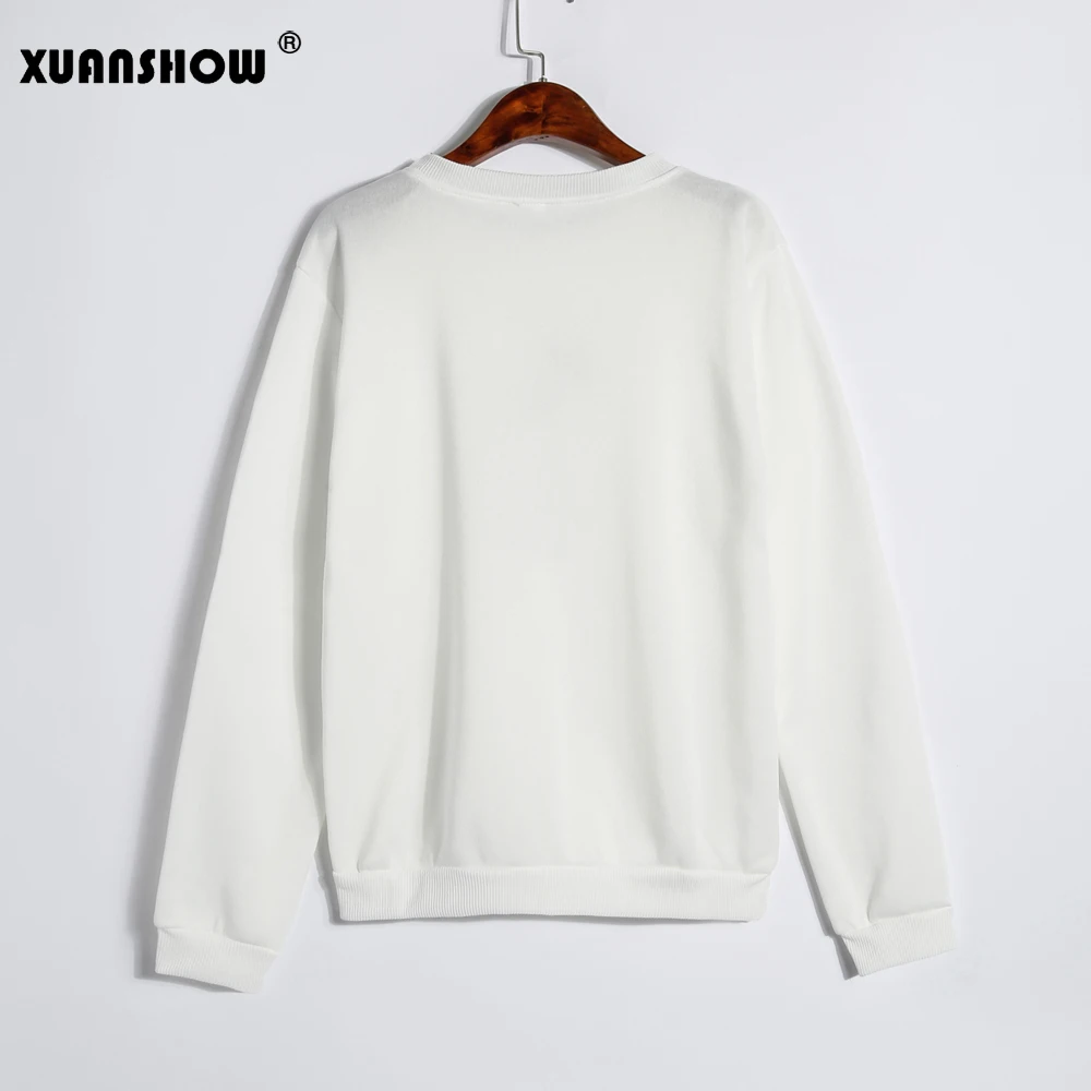  XUANSHOW New Arrival Oversized Unisex Autumn Winter Couple Fleece Sweatshirts Funny Image Printed W