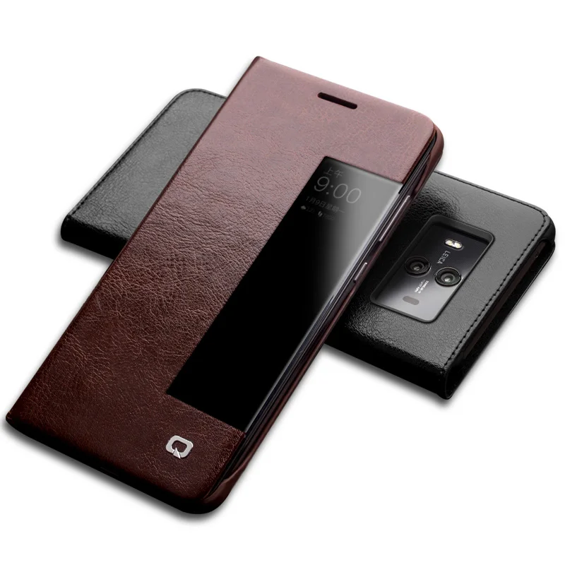 

QIALINO Luxury Genuine Leather Phone Case for Huawei Mate 10 Sleep Wake Function Smart Ultrathin Bag Flip Cover for Mate10 pro