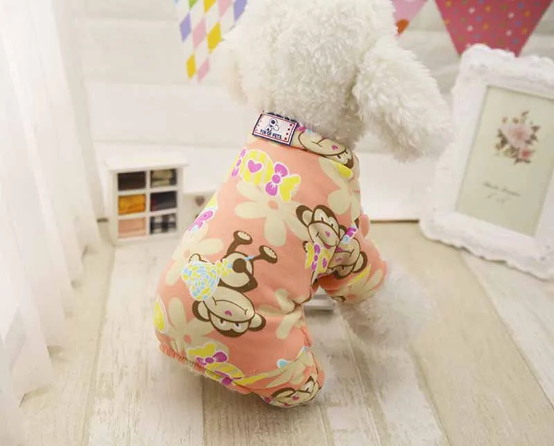 Cute Printed Pet Clothes Small Dog Jumpsuit Rompers Puppy Pet Hoodie Coat for Dogs Cats Super Soft and Warm Chihuahua Costume Dog Apparel XS S M L XL17