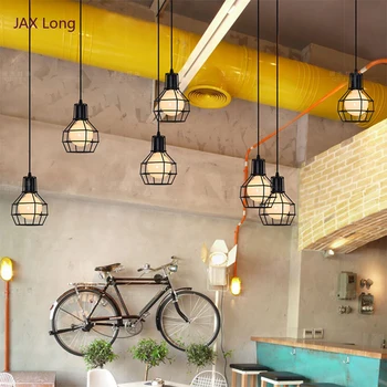 

Nordic Design Retro Art Wind LED Pendant Lights Vintage Loft Iron Lampshade Multi-head Pendant Lamp Cafe Bar Decoration Lighting