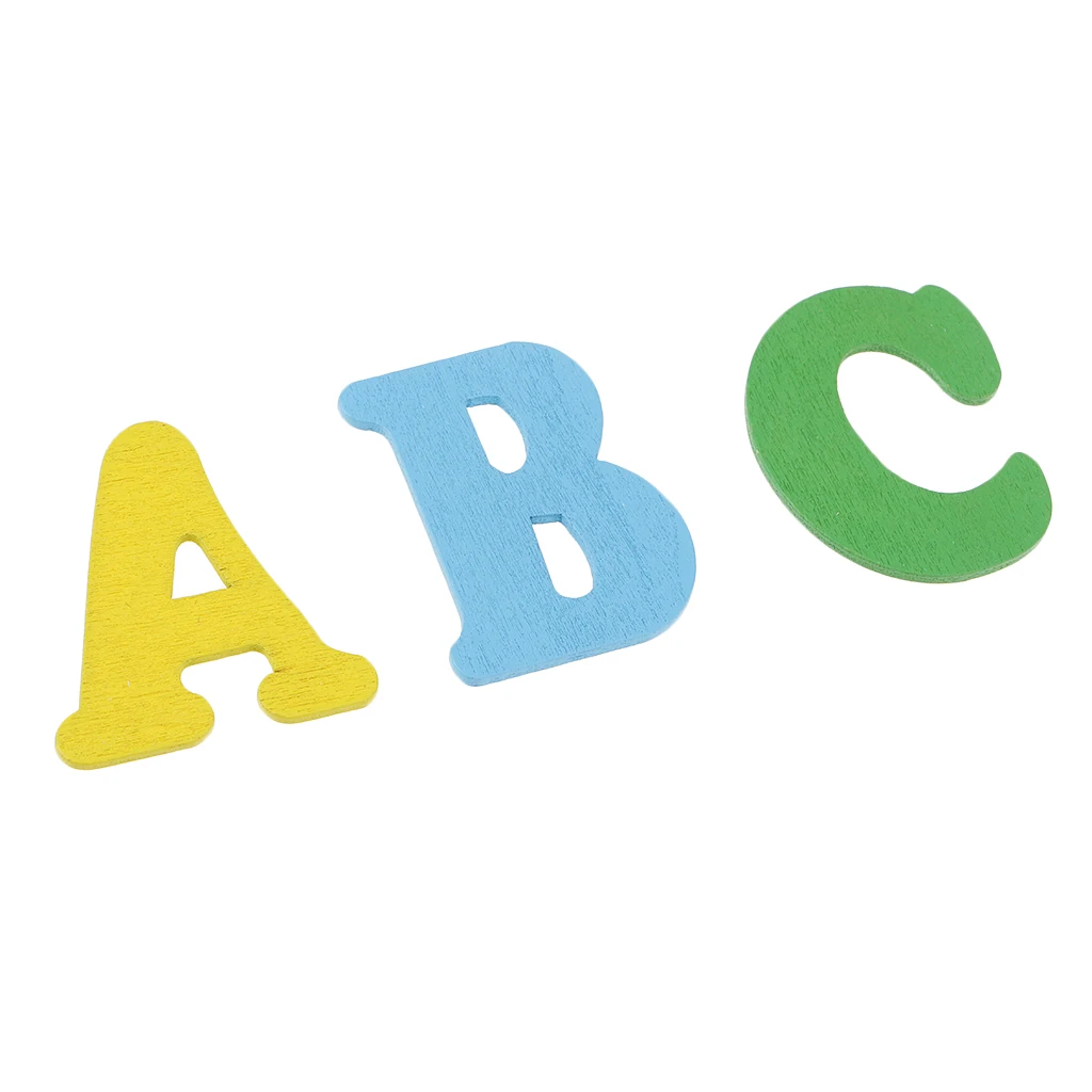 112pcs Colorful Adhesive Wooden Alphabet Letters with Tray Kids Educational Toys Early Learning Toys Games