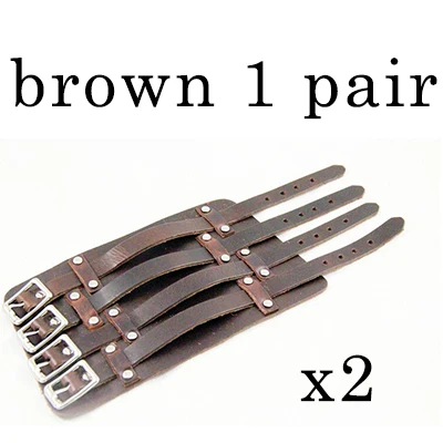 Модный металлический кожаный браслет с 4 пряжками в стиле панк, вечерние мужские браслеты, регулируемый браслет Pulseira Masculina - Окраска металла: brown one pair