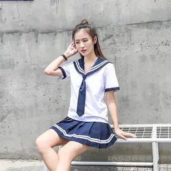 Женский школьная форма комплект 2018 Новый стиль Мода Красота японская девушка косплей для школьной формы костюм моряка два костюма