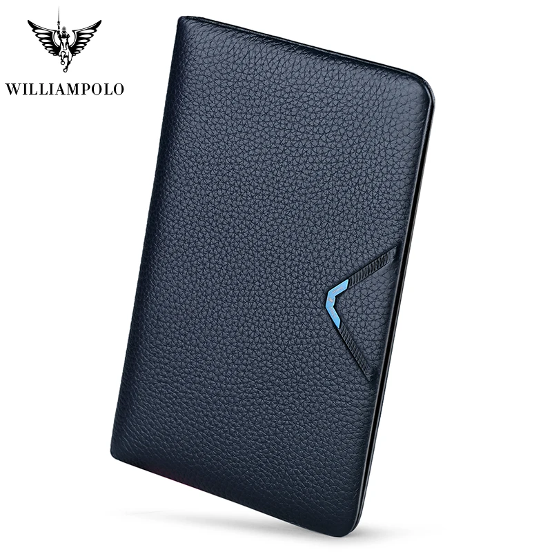 Мужской кошелек из натуральной кожи WILLIAMPOLO черный с отделением для карт 22 и