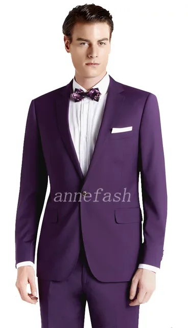 Custom Made Men Purple Wedding Suits 2017 New Gentleman Clic Custom Made Men Purple Wedding Suits 2017 New Gentleman Clic Slim Fit Casual Suit 3pcs