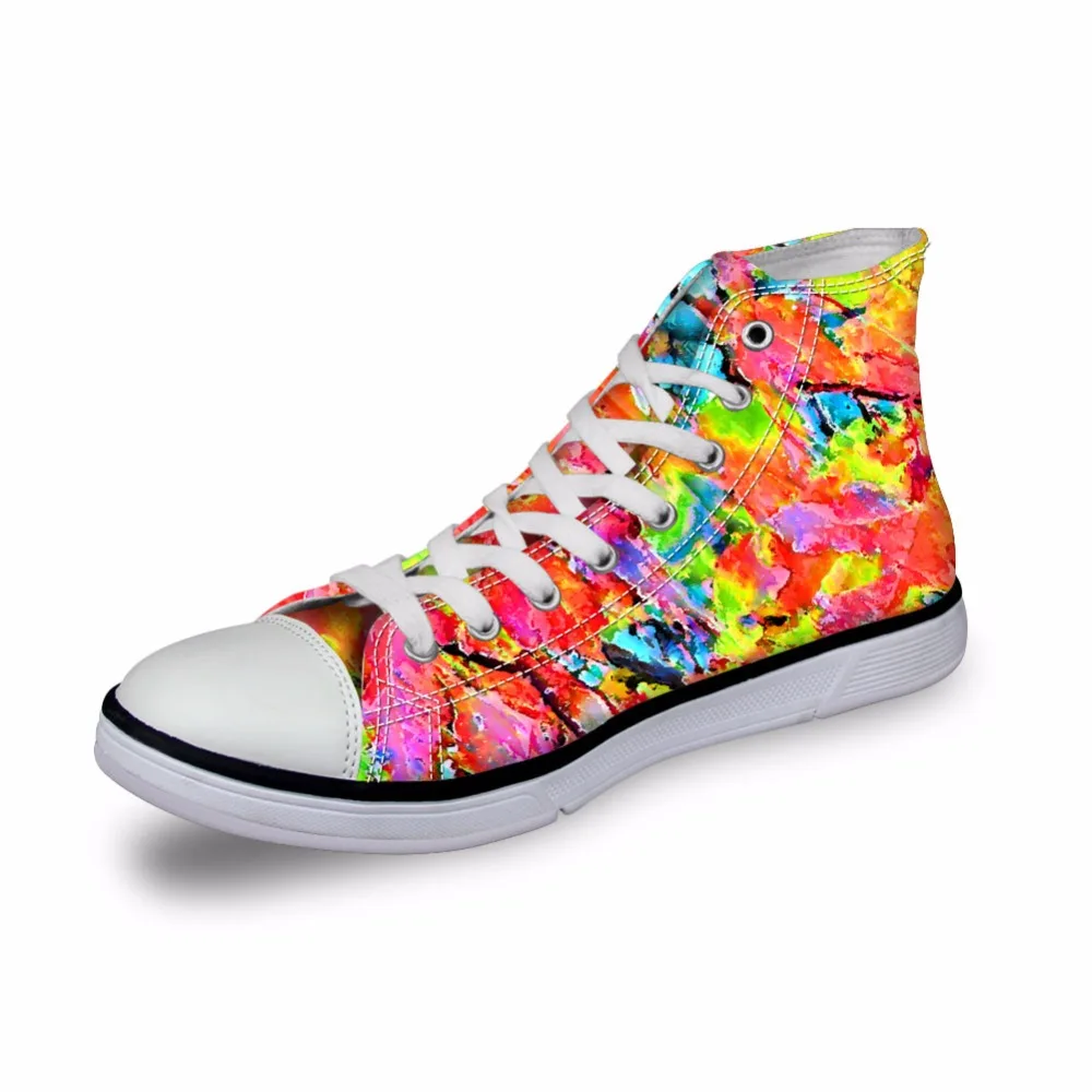 

Noisydesigns Girls sneakers women casual vintage vulcanized shoes high top footwear rainbow graffiti 3D print flat canvas shoes