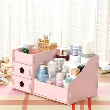 

Container Makeup Organizer Case Handmade DIY Assembly Cosmetic Organizer Wood Box Wooden Office Storage Box