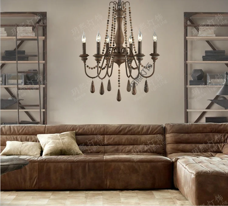 Nordic moder simple American France vintage rural style mediterranean real wooden chandelier