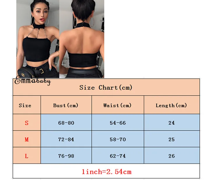 Для женщин для девочек; Новинка в стиле панк цепи женские безрукавки колье-чокер Топ c бретелькой через шею Женская майка с пряжкой короткий