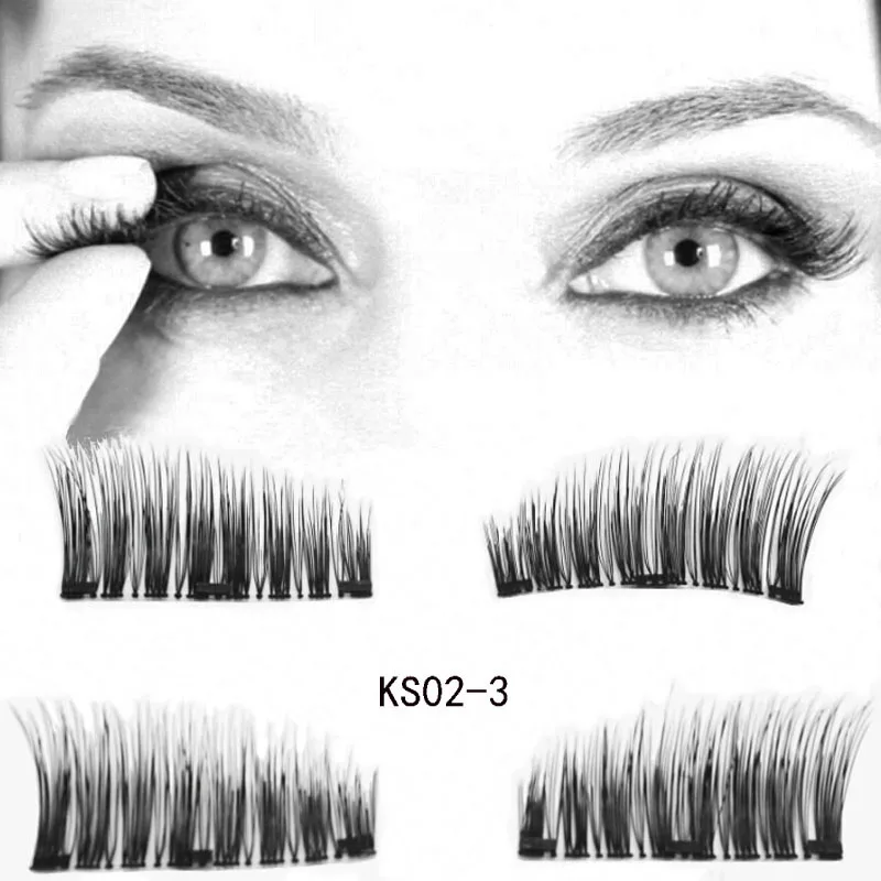 

eyelashes on the magnet Lashes Extension kit 4pcs/lot 3D Long Easy To Wear Reusable Fake Eyelashes two/Three magnets