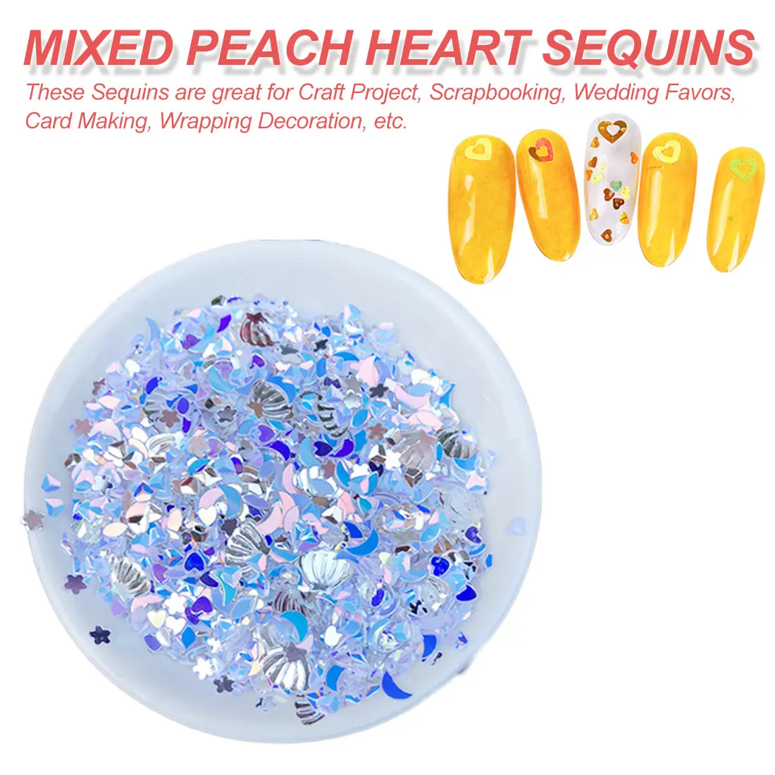 

1box Sparkling Mix of Sequins Star Heart Shaped shell DIY PVC loose Sequins Sequined 3D Nail art Craft wedding confetti