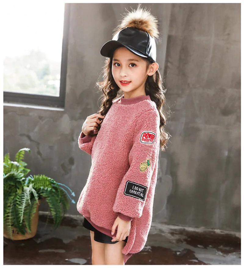 Winter warm thick cashmere sweater for girls jackets round neck jackets for girls coat children clothes (16)