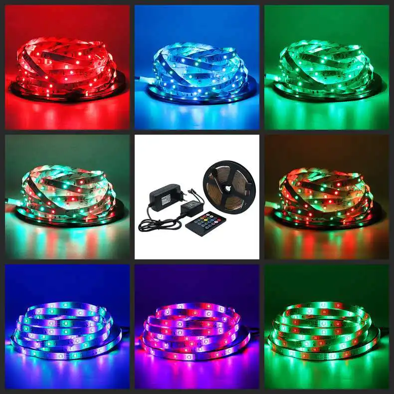 SZYOUMY 5050 2835 RGB Светодиодные полосы света 10 м Водонепроницаемый SMD диод Лента светодиодная лента с музыкой пульт дистанционного управления DC12V